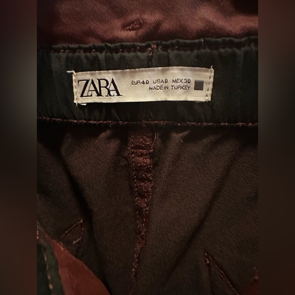 Zara - Denim Burgundy Pants (Size 8) - Picture 10 of 10